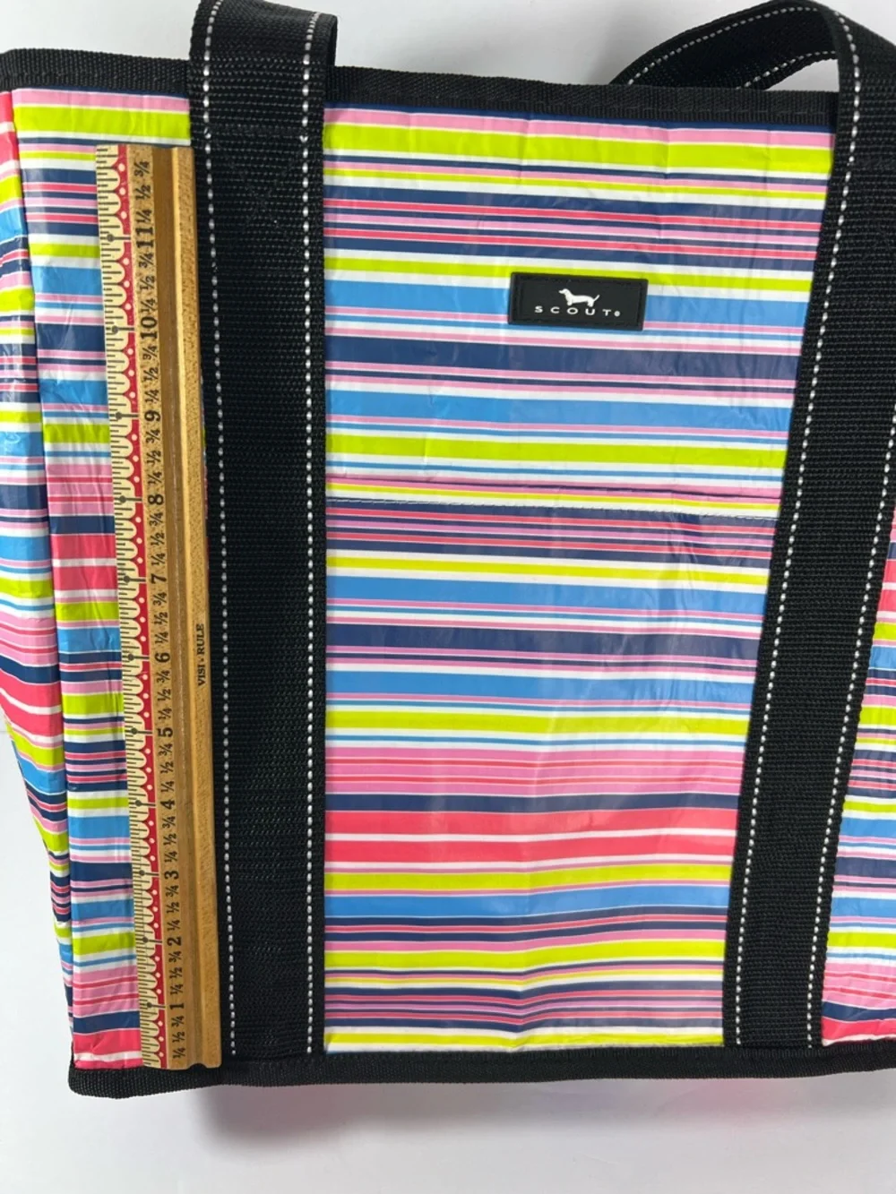 Scout Tote Bag‎ striped zipper closure Wipe Clean material beachbag Shopping